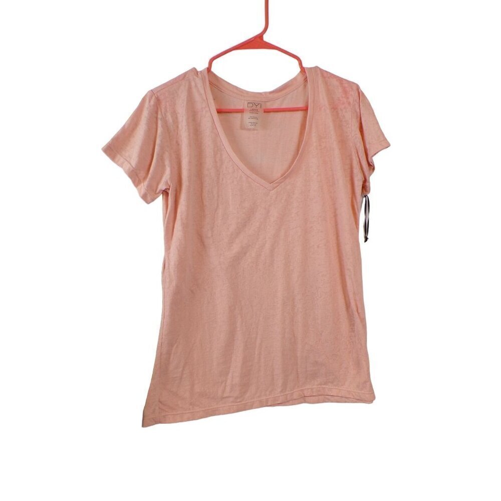 DYI Peach Orange Creamsicle V-Neck Burnout T-Shirt Size: L BNWOT